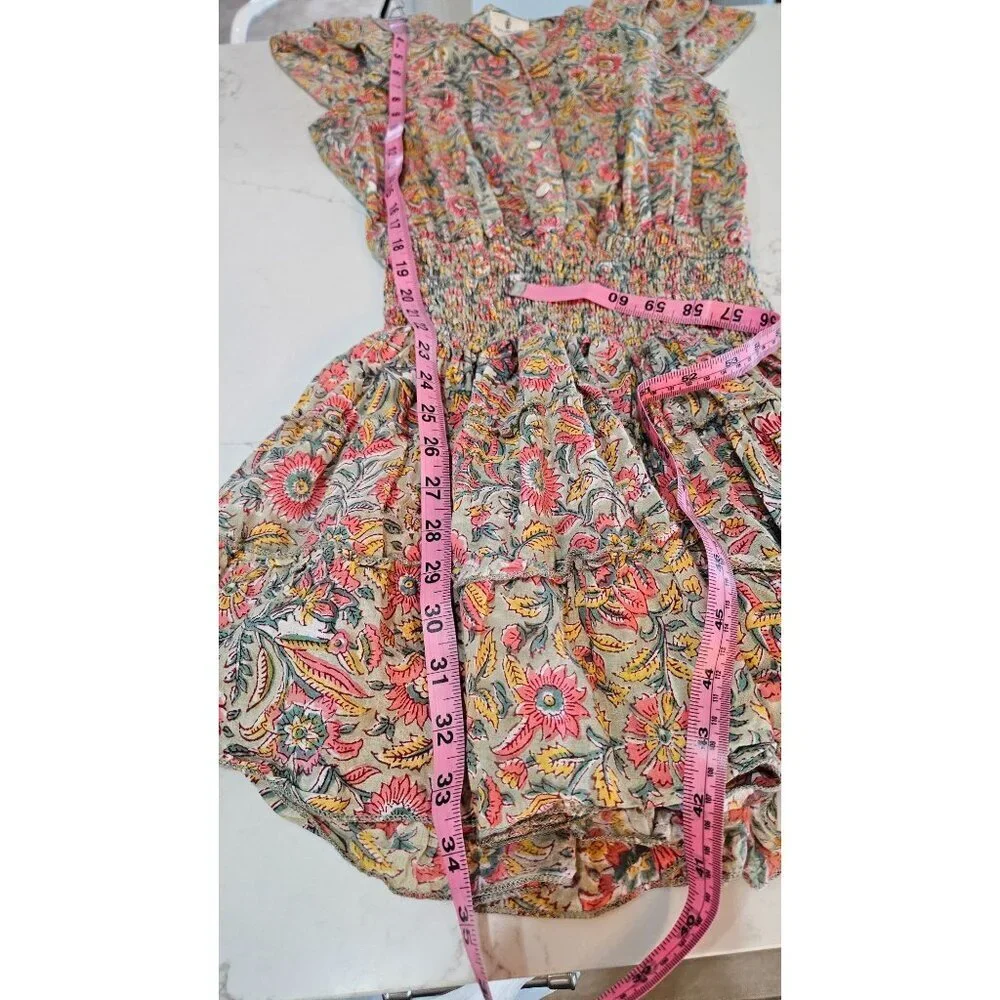 Perry Walker Collective Jenny Mini Dress Size 6 size 8 Boho Floral Green Pink - Picture 9 of 12